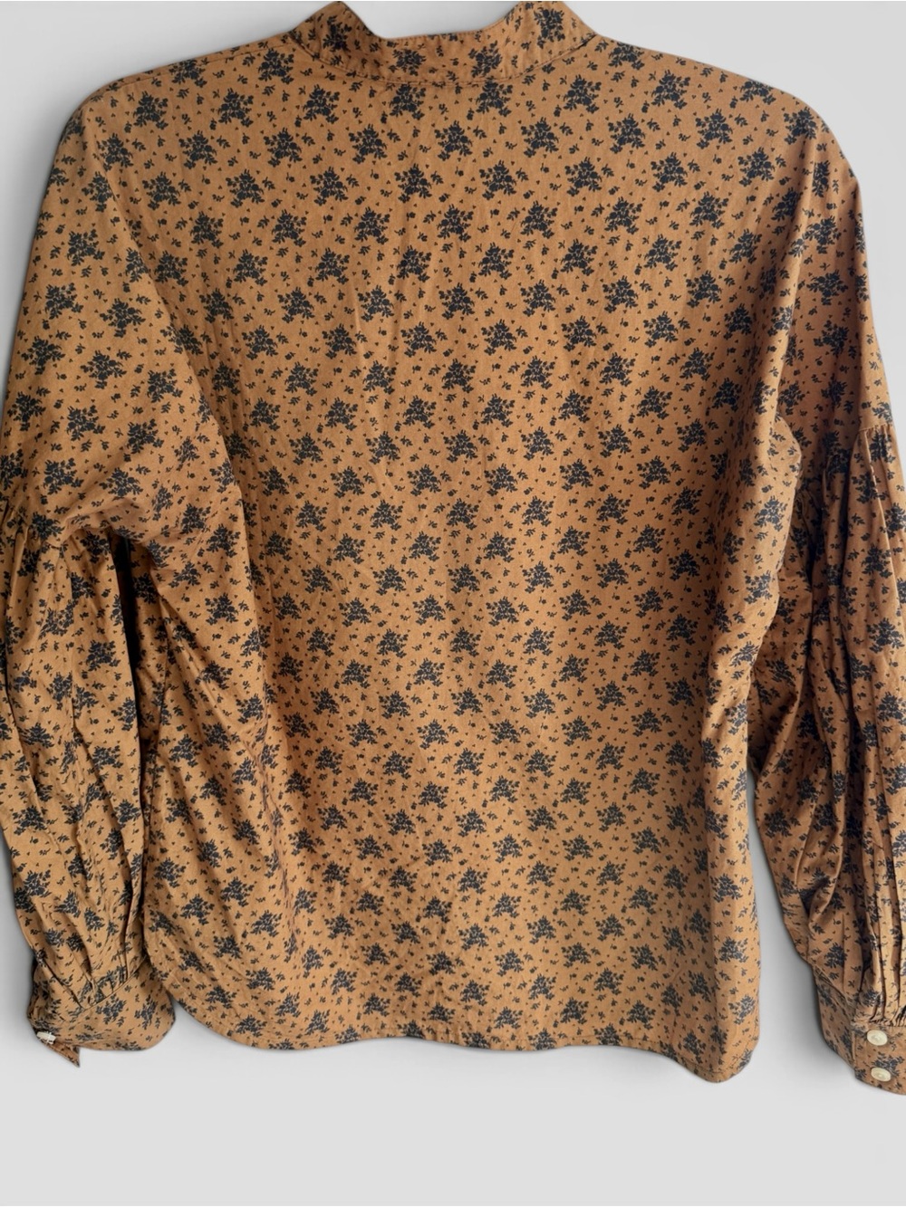 No. 6 Store Spencer Cotton Poplin Shirt Brown Navy Floral Cottagecore USA Made S - Picture 6 of 11